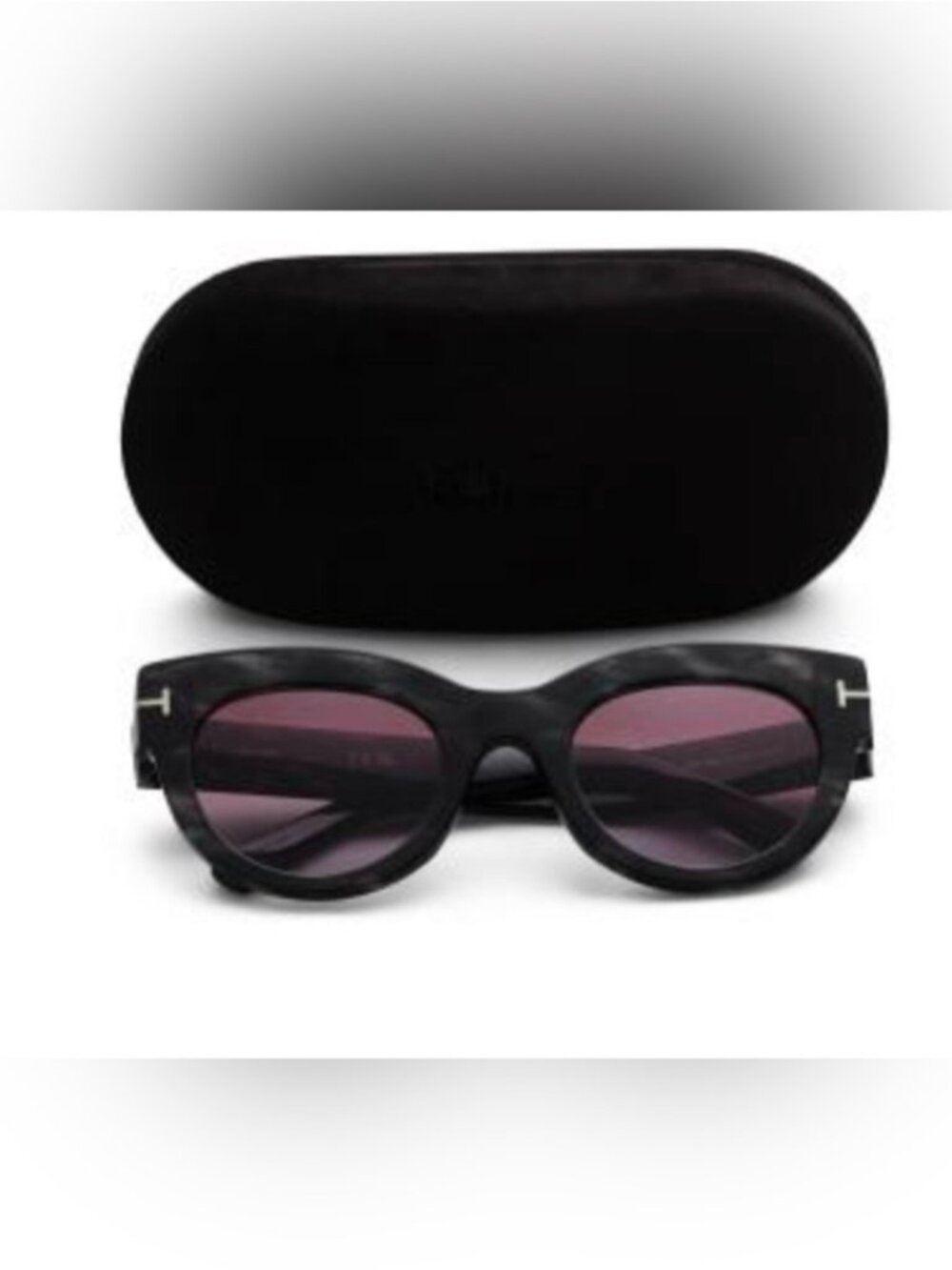 Tom Ford Marbled Gray Cat-Eye Sunglasses with Pink Gradient Lenses